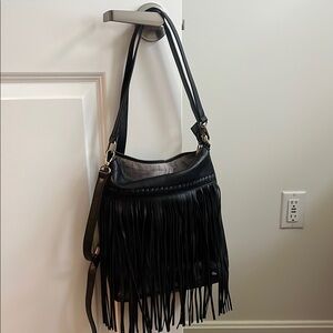Fringe Black Shoulder Bag